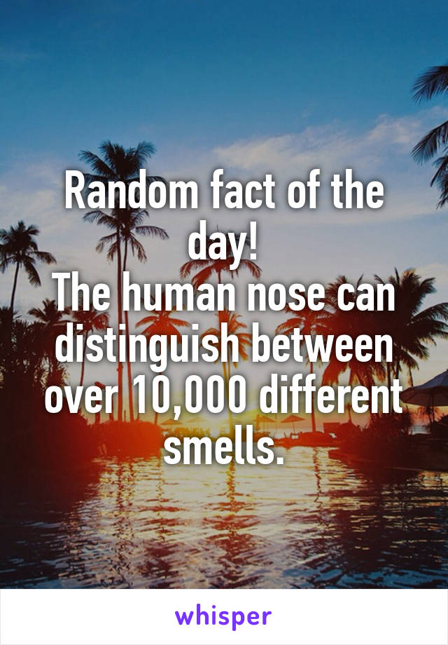 Random fact of the day!
The human nose can distinguish between over 10,000 different smells.