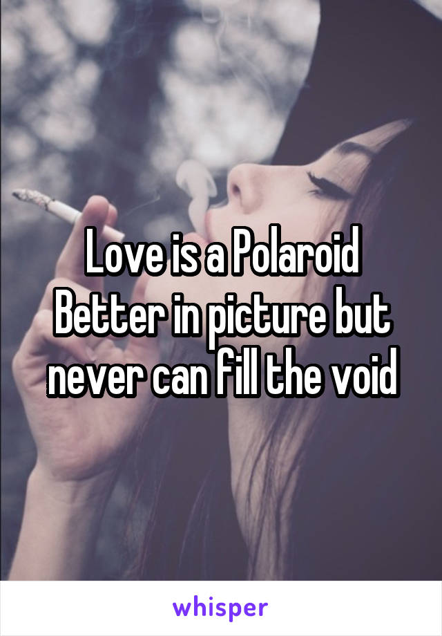 Love is a Polaroid
Better in picture but never can fill the void