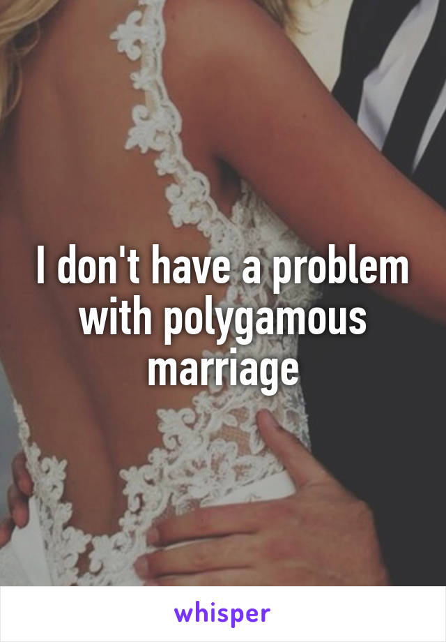 I don't have a problem with polygamous marriage