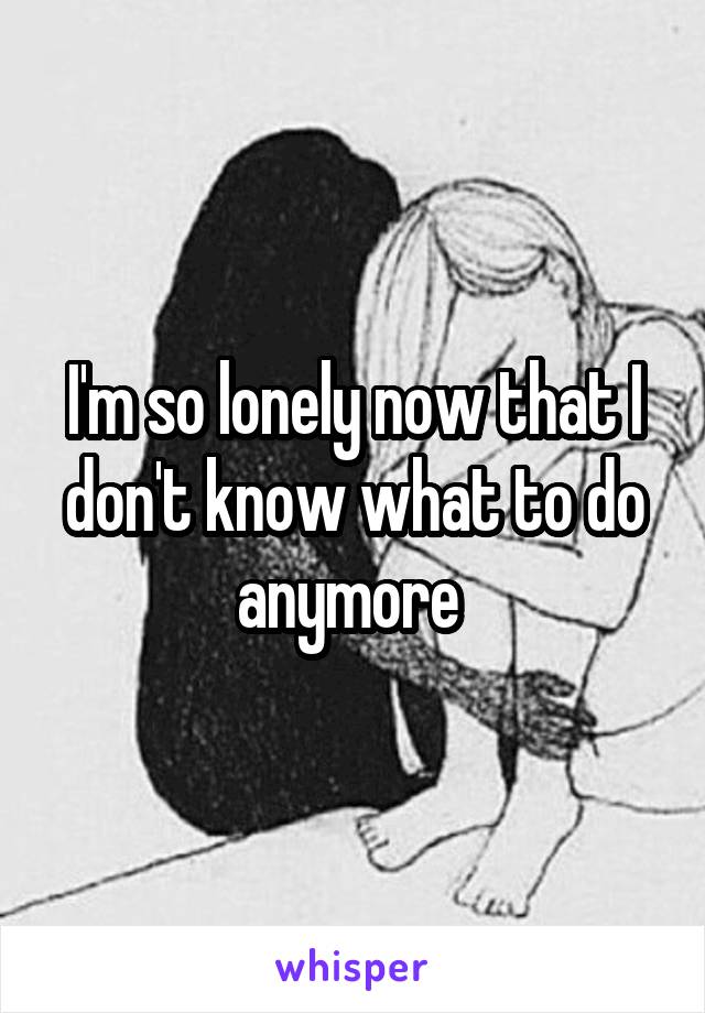 I'm so lonely now that I don't know what to do anymore 