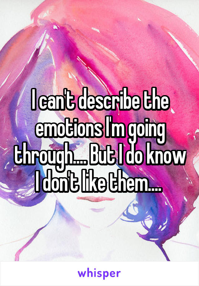 I can't describe the emotions I'm going through.... But I do know I don't like them.... 