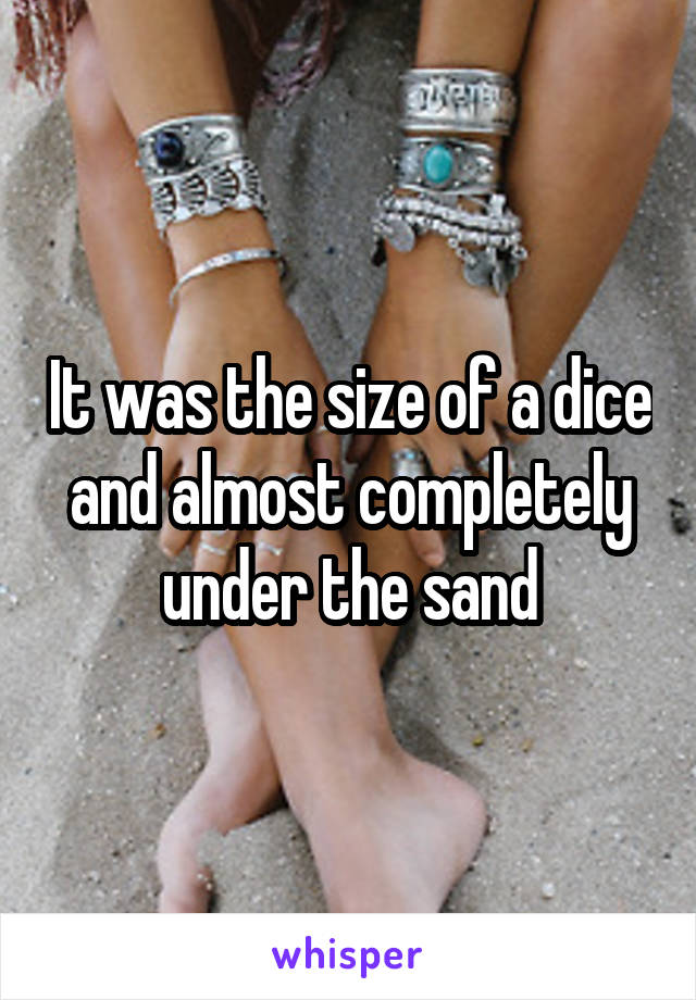 It was the size of a dice and almost completely under the sand