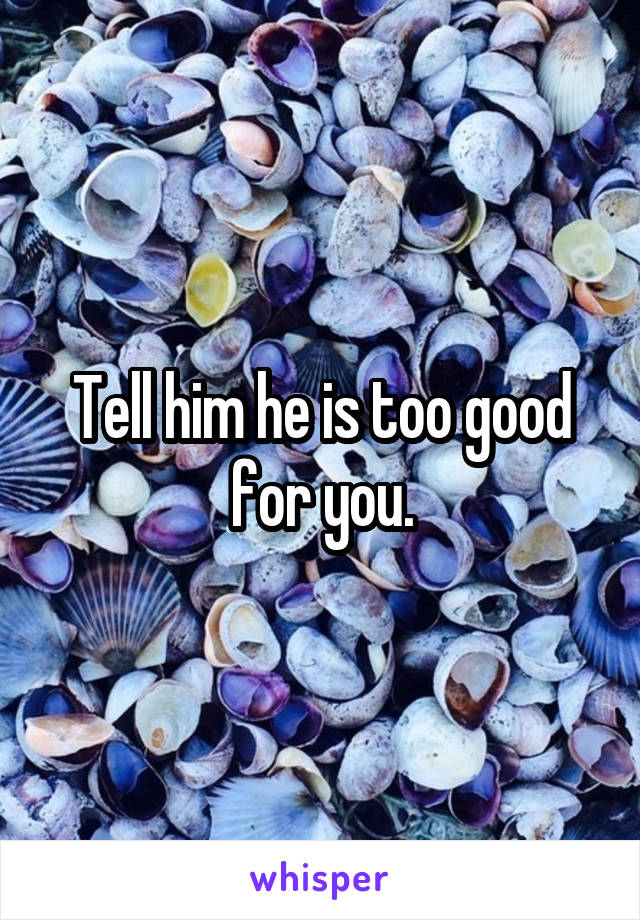 Tell him he is too good for you.