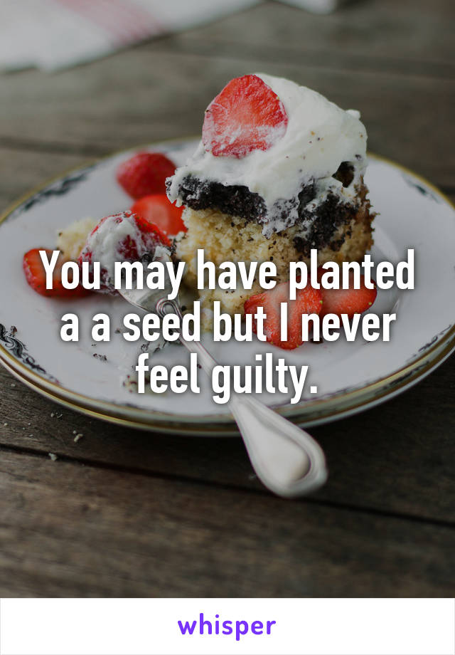 You may have planted a a seed but I never feel guilty.