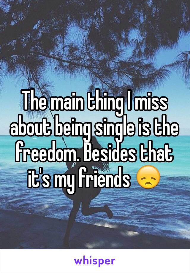 The main thing I miss about being single is the freedom. Besides that it's my friends 😞