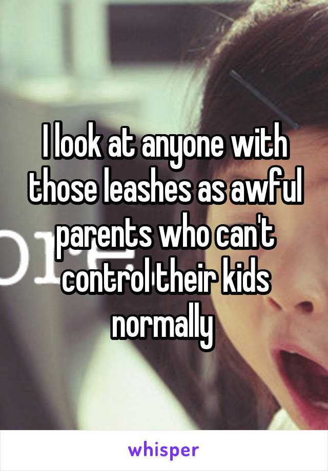 I look at anyone with those leashes as awful parents who can't control their kids normally 