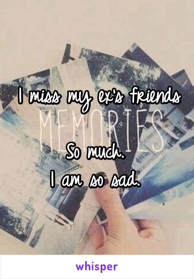 I miss my ex's friends 
So much. 
I am so sad. 