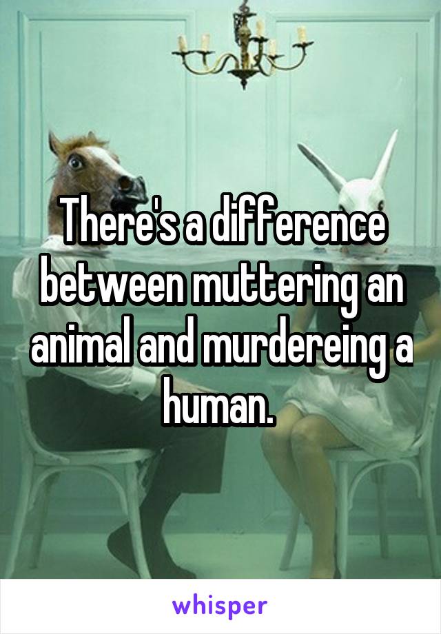 There's a difference between muttering an animal and murdereing a human. 