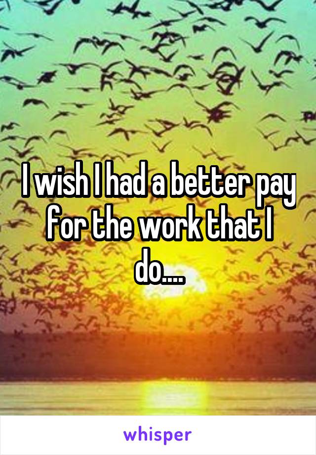 I wish I had a better pay for the work that I do....