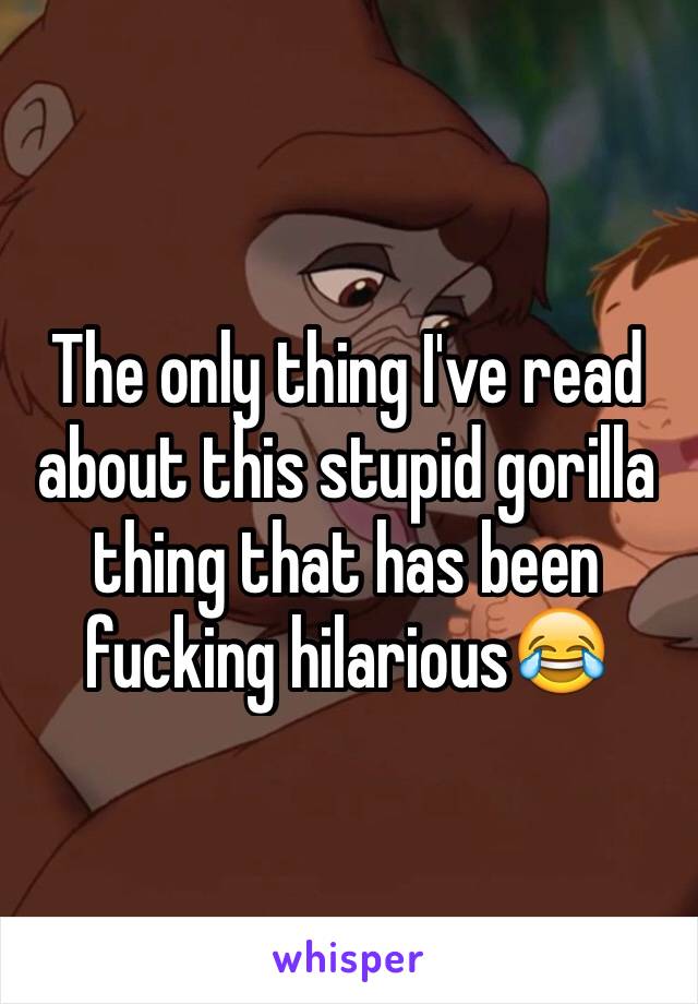 The only thing I've read about this stupid gorilla thing that has been fucking hilarious😂