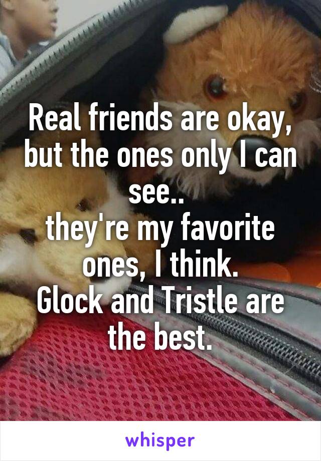 Real friends are okay, but the ones only I can see.. 
they're my favorite ones, I think.
Glock and Tristle are the best.