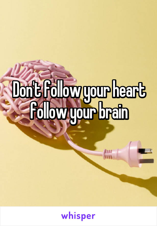Don't follow your heart follow your brain
