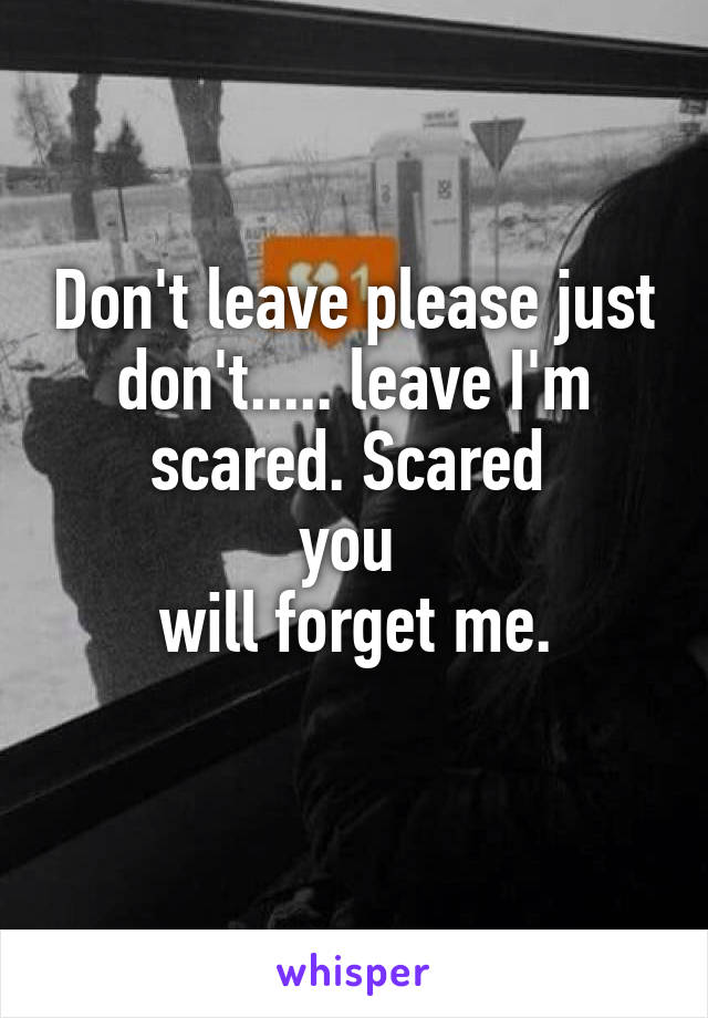 Don't leave please just don't..... leave I'm scared. Scared 
you 
will forget me.
