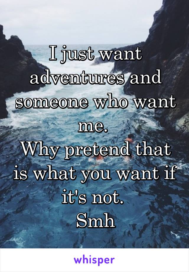 I just want adventures and someone who want me. 
Why pretend that is what you want if it's not. 
Smh