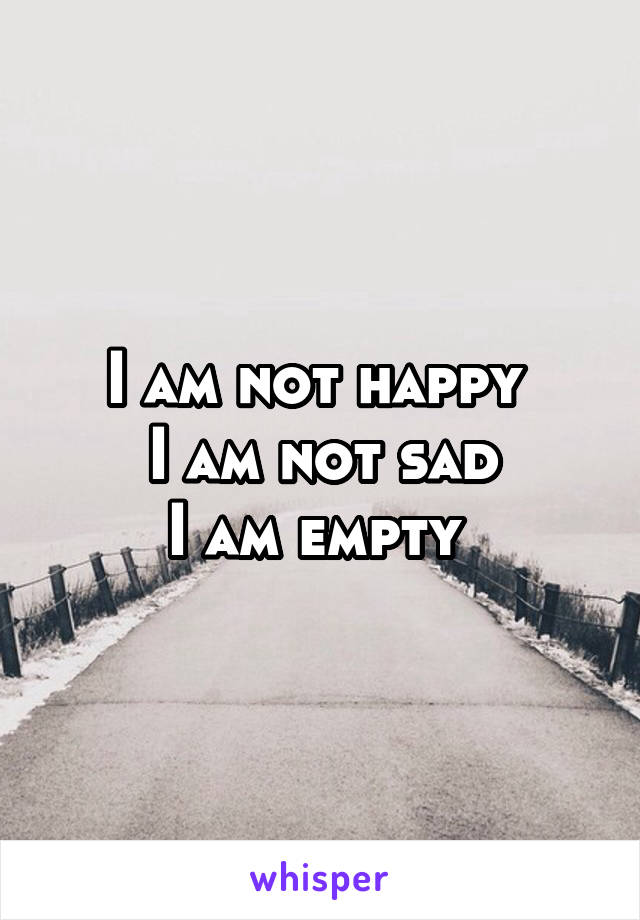 I am not happy 
I am not sad
I am empty 