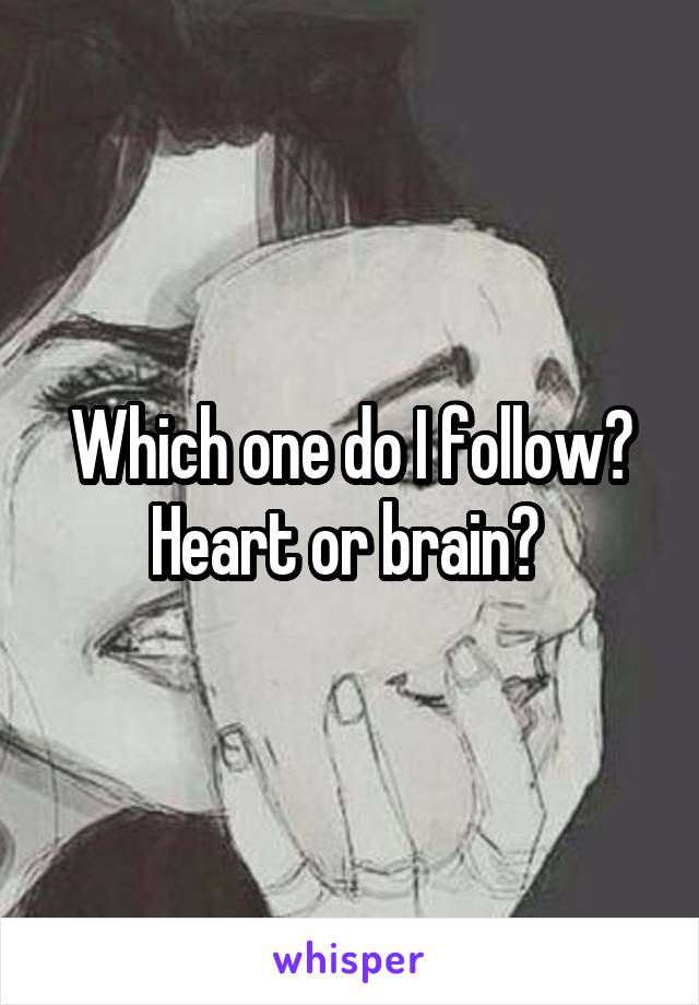 Which one do I follow? Heart or brain? 