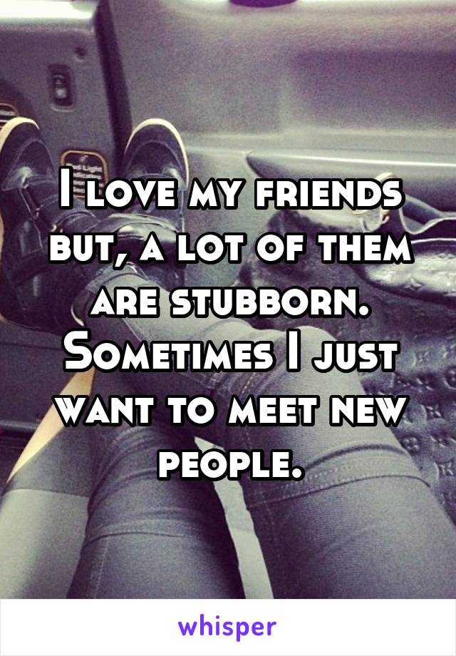 I love my friends but, a lot of them are stubborn. Sometimes I just want to meet new people.