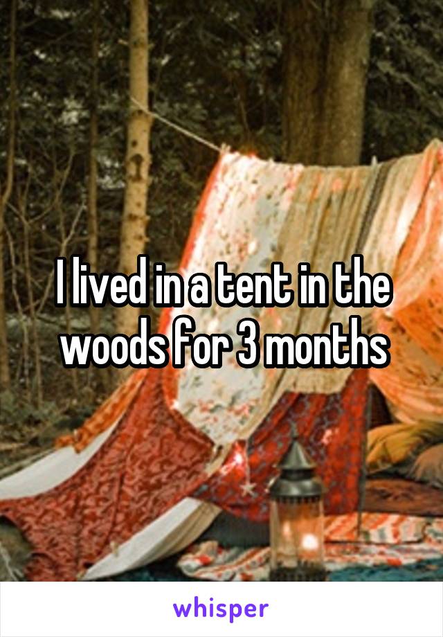 I lived in a tent in the woods for 3 months