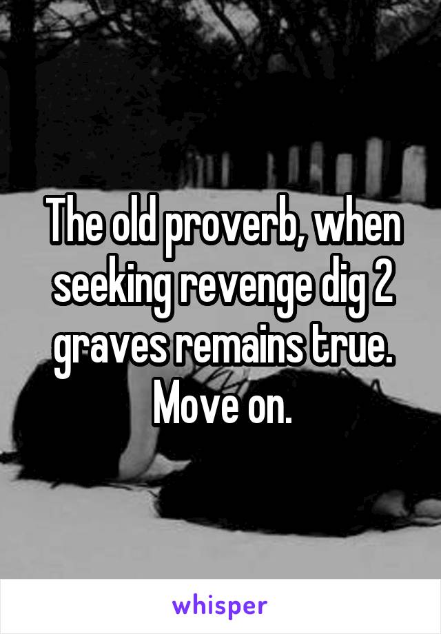 The old proverb, when seeking revenge dig 2 graves remains true. Move on.