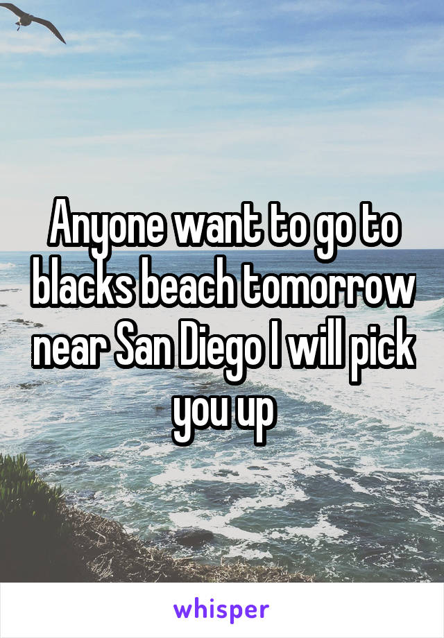 Anyone want to go to blacks beach tomorrow near San Diego I will pick you up