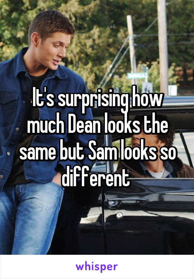 It's surprising how much Dean looks the same but Sam looks so different 