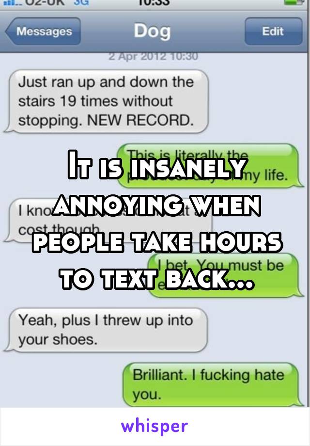 It is insanely annoying when people take hours to text back...
