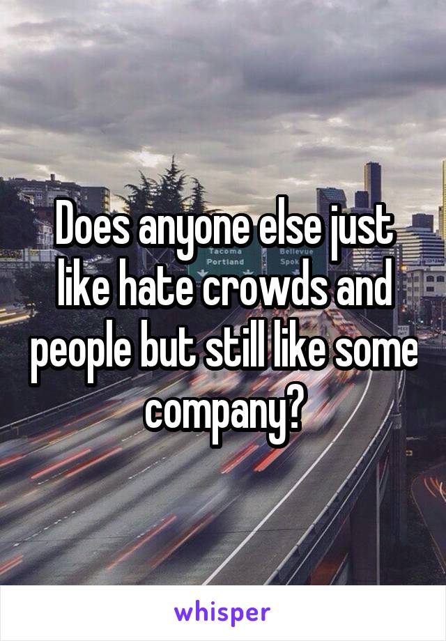 Does anyone else just like hate crowds and people but still like some company?