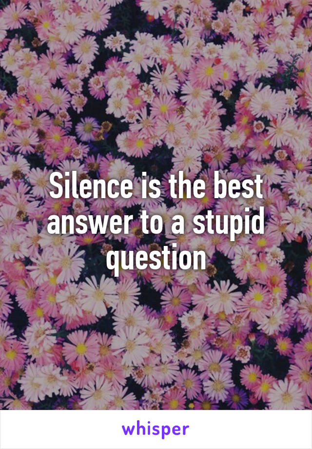 Silence is the best answer to a stupid question