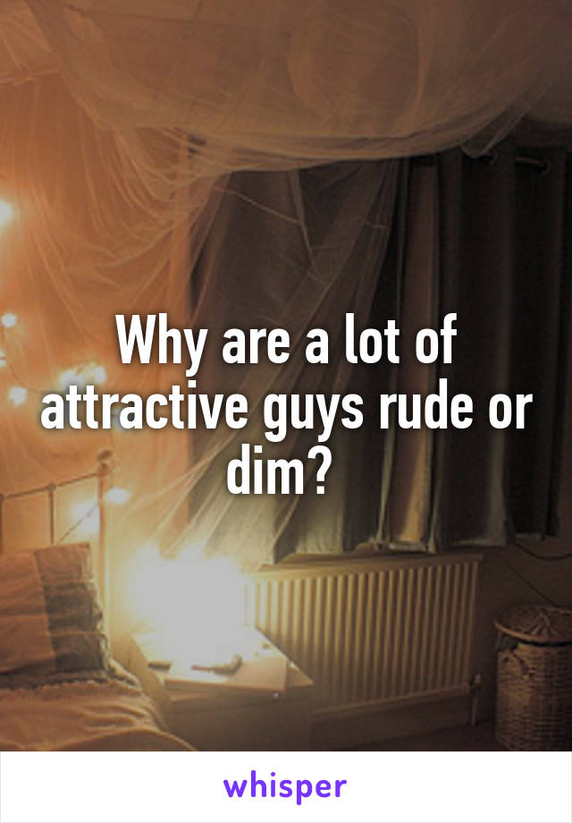 Why are a lot of attractive guys rude or dim? 