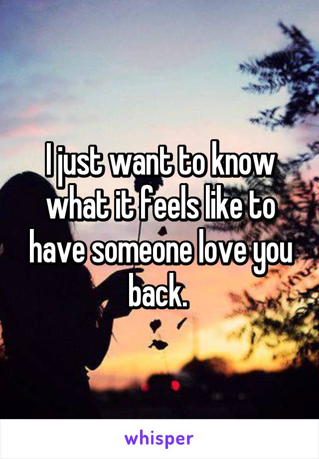 I just want to know what it feels like to have someone love you back. 