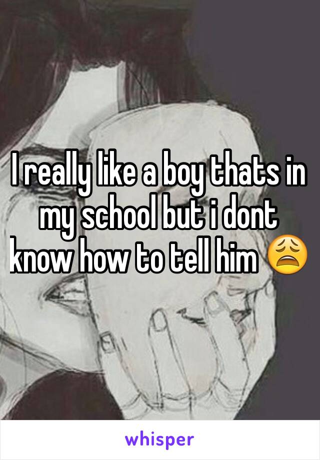 I really like a boy thats in my school but i dont know how to tell him 😩
