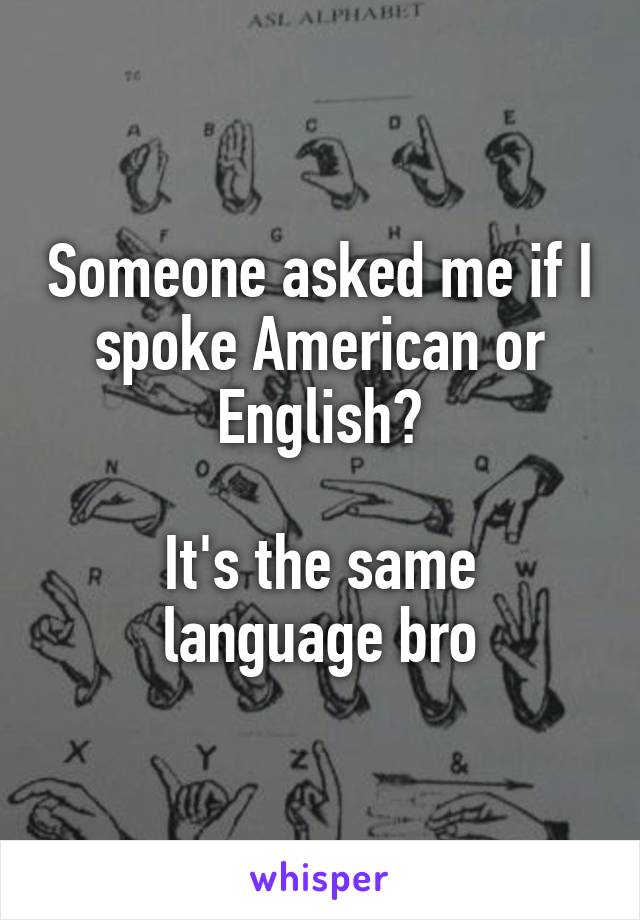 Someone asked me if I spoke American or English?

It's the same language bro