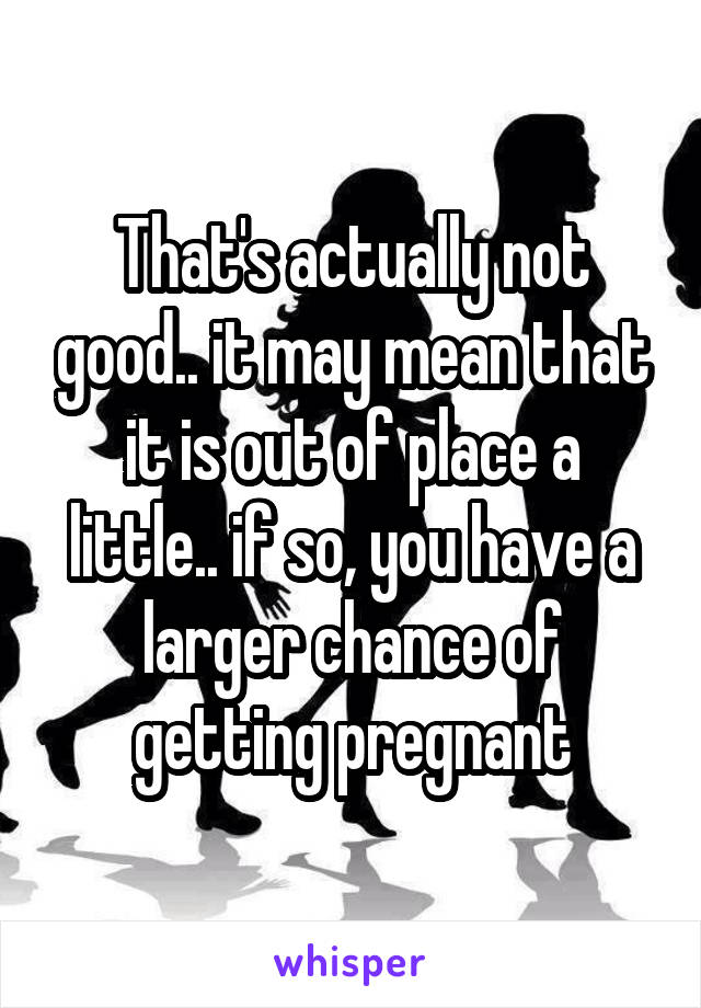 That's actually not good.. it may mean that it is out of place a little.. if so, you have a larger chance of getting pregnant
