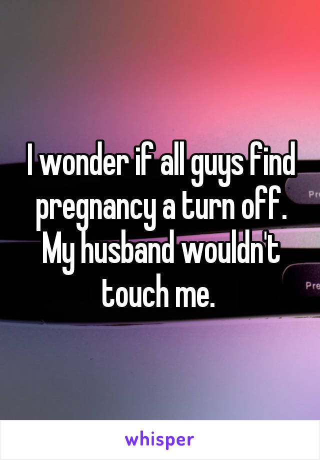 I wonder if all guys find pregnancy a turn off. My husband wouldn't touch me. 