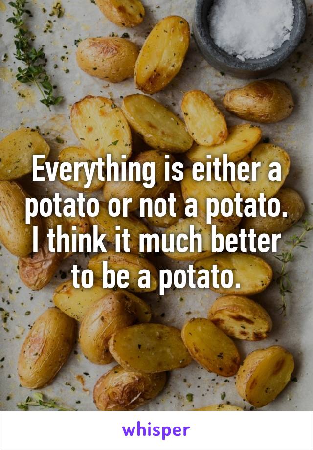 Everything is either a potato or not a potato. I think it much better to be a potato.