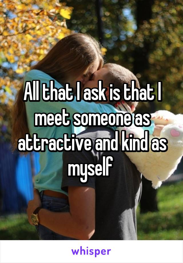 All that I ask is that I meet someone as attractive and kind as myself 