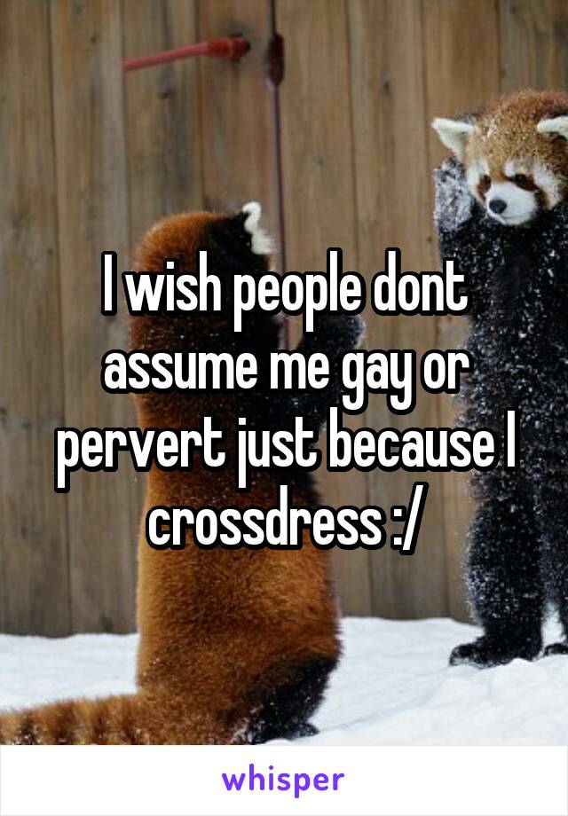 I wish people dont assume me gay or pervert just because I crossdress :/