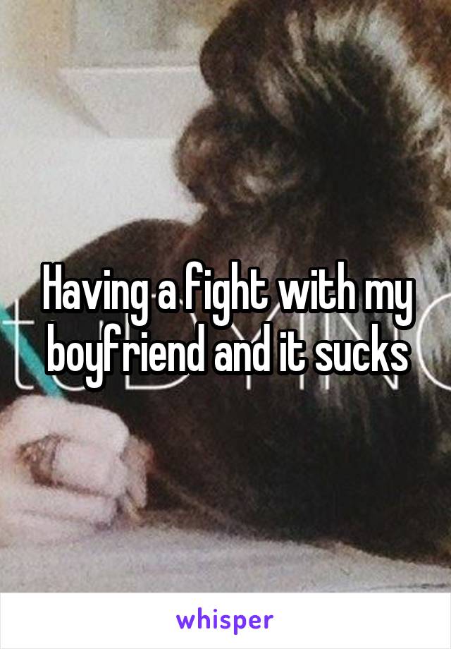 Having a fight with my boyfriend and it sucks