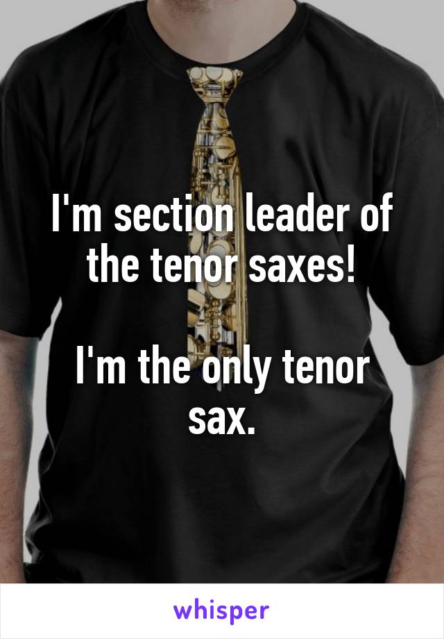 I'm section leader of the tenor saxes!

I'm the only tenor sax.