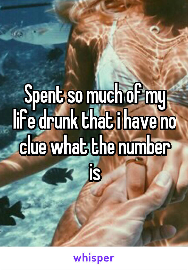 Spent so much of my life drunk that i have no clue what the number is