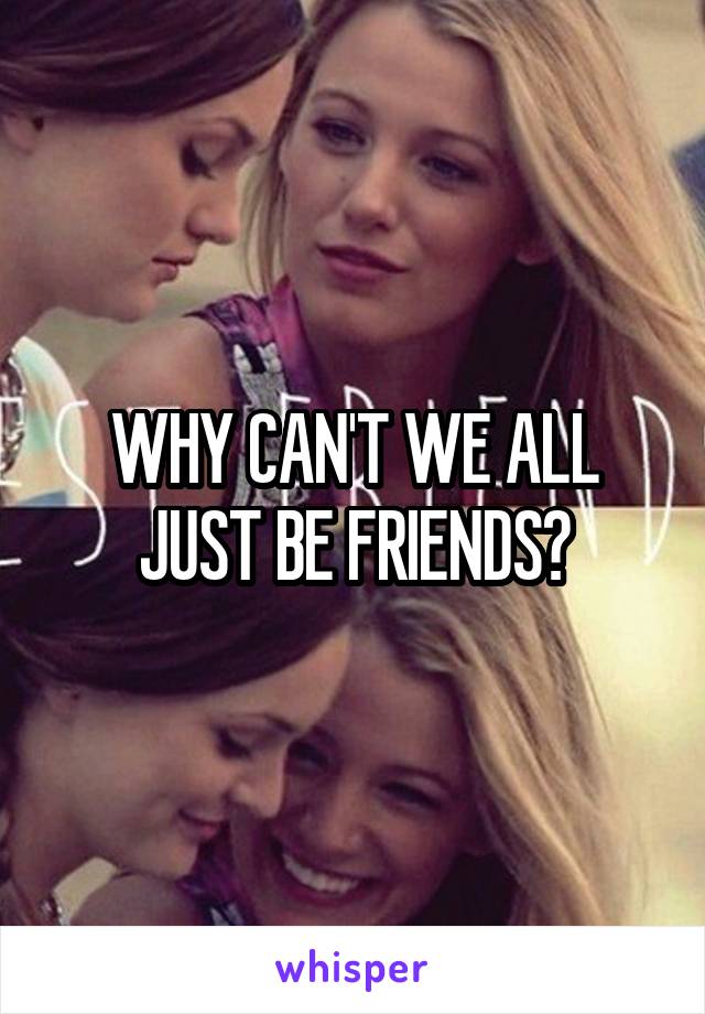 WHY CAN'T WE ALL JUST BE FRIENDS?