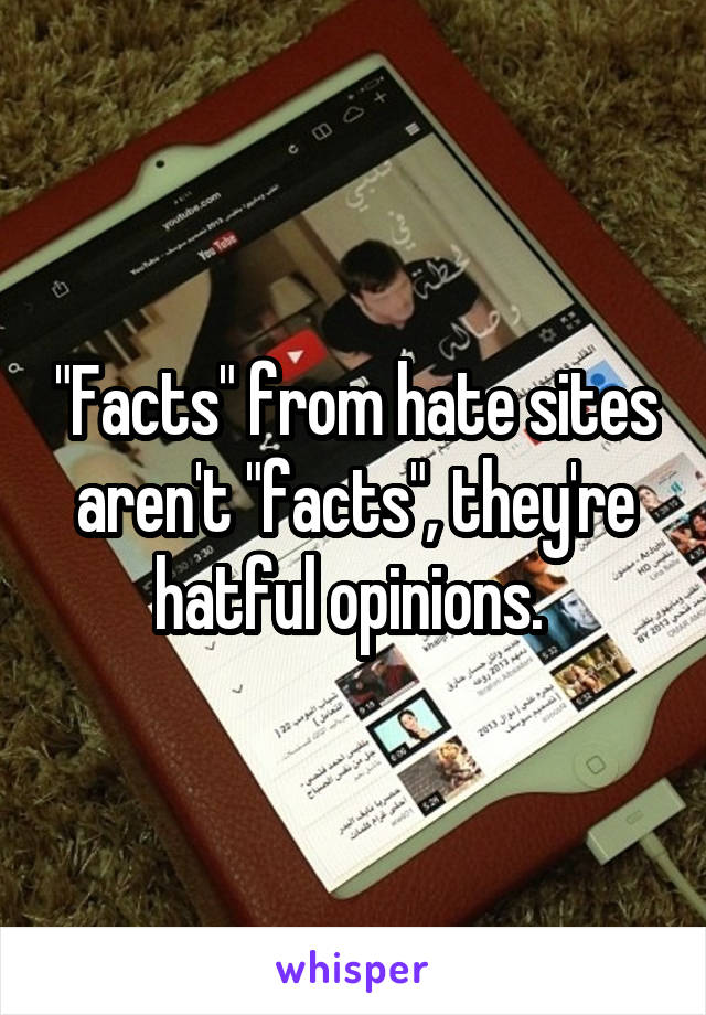 "Facts" from hate sites aren't "facts", they're hatful opinions. 