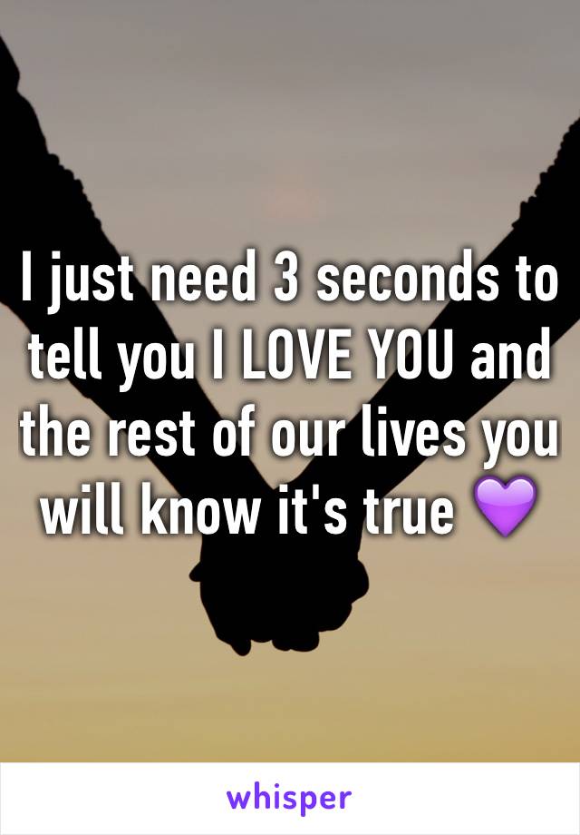 I just need 3 seconds to tell you I LOVE YOU and the rest of our lives you will know it's true 💜