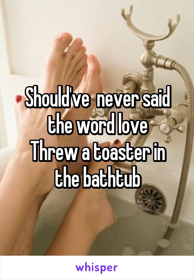 Should've  never said the word love
Threw a toaster in the bathtub