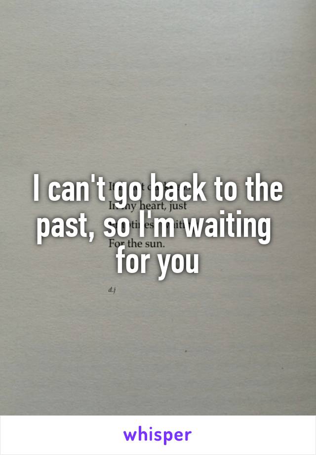 I can't go back to the past, so I'm waiting  for you