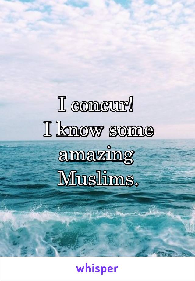 I concur! 
I know some amazing 
Muslims.