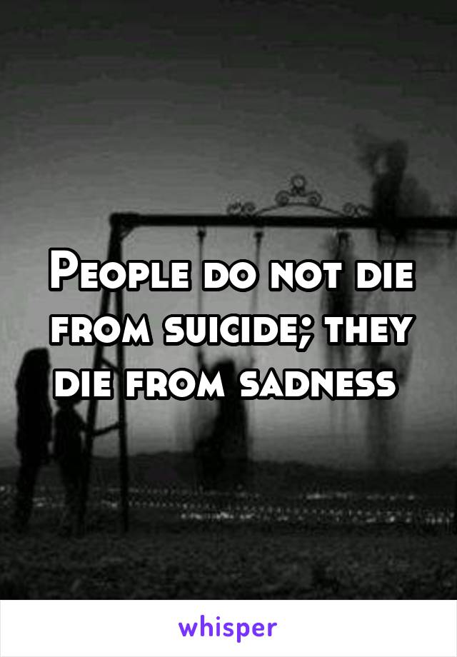 People do not die from suicide; they die from sadness 