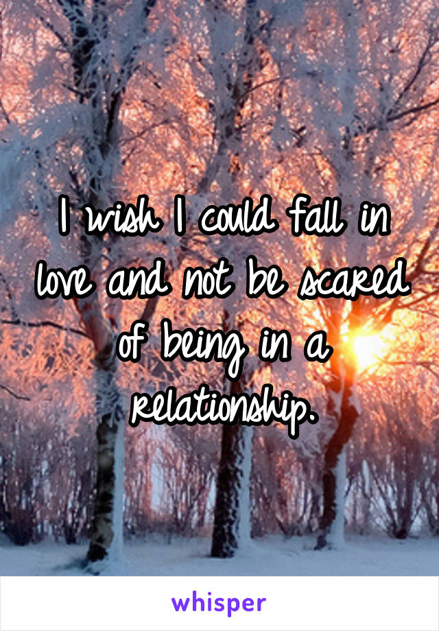 I wish I could fall in love and not be scared of being in a relationship.