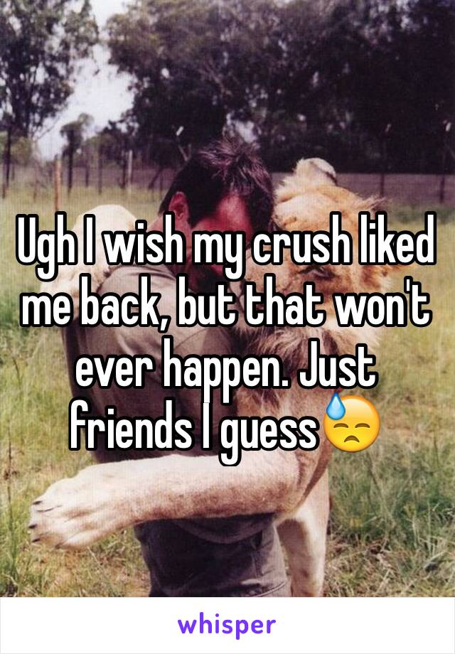 Ugh I wish my crush liked me back, but that won't ever happen. Just friends I guess😓