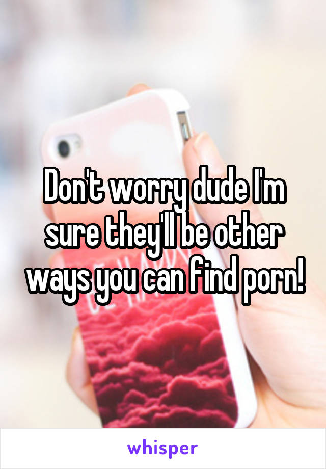 Don't worry dude I'm sure they'll be other ways you can find porn!